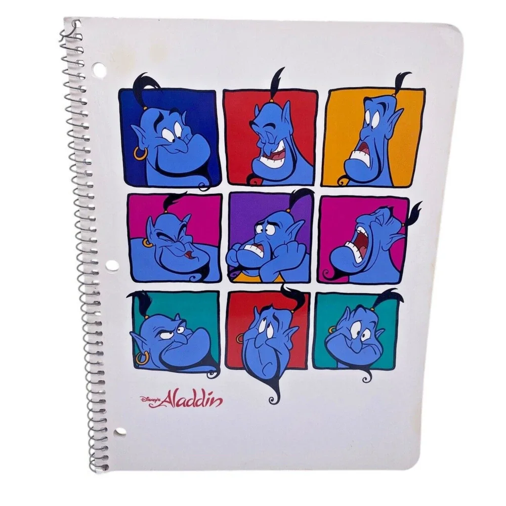 Aladdin Genie Notebook Spiral Bound Ruler Lined Pages USA Made Vintage Disney